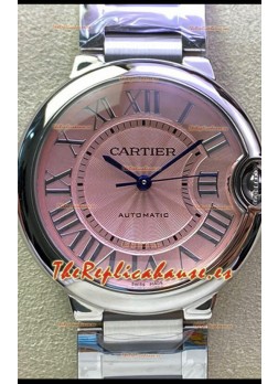 Ballon De Cartier Reloj Suizo Automático Calidad a Espejo 1:1 36MM Caja en Acero Inoxidable Dial Rosado