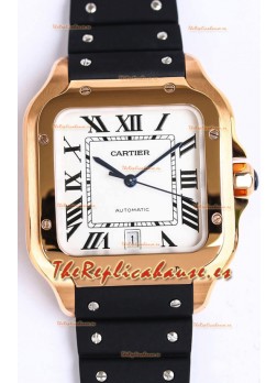 Santos De Cartier Caja Oro Rosado Reloj Réplica Suizo a Espejo 1:1 40MM