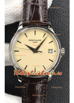 Patek Philippe Calatrava 5227G-001 Dial Amarillo Pálido Reloj Réplica Suizo a Espejo 1:1 Caja Acero