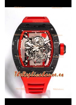 Richard Mille RM055 Caja Cerámica Negra Reloj Réplica a Espejo 1:1 Correa Roja