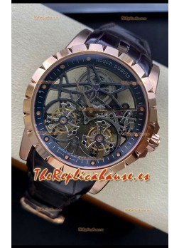 Roger Dubuis Excalibur Doble Tourbillon Suizo a Espejo 1:1 Mirror Caja Oro Rosado