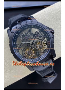 Roger Dubuis Excalibur Doble Tourbillon Reloj Réplica Suizo a Espejo 1:1 Revestimiento DLC