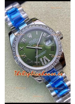 Rolex Datejust 28MM Réplica Suiza en Acero 904L Dial Verde - Réplica a Espejo 1:1