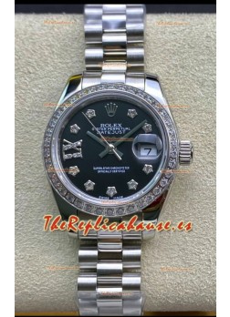 Rolex Datejust 28MM Réplica Suizo en Caja de Acero 904L en Dial Negro -  Réplica a Espejo 1:1