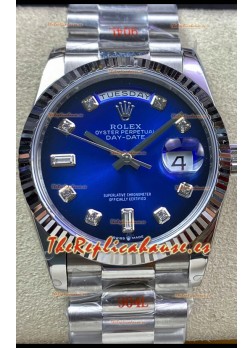 Rolex Day Date 36MM M128239-0023 Acero 904L en Dial Azul Réplica a Espejo 1:1