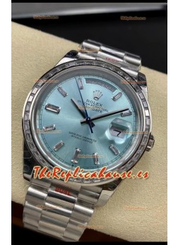 Rolex Day Date M228396TBR-0002 Acero 904L 40MM - Ice Dial Azul Réplica a Espejo 1:1