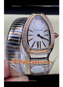 Bvlgari Edición Serpenti Reloj Caja Dos Tonos Dial Blanco en Calidad Espejo 1:1