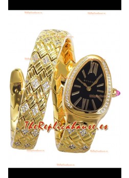 Bvlgari Edición Serpenti Edition Reloj Caja Oro Amarillo Dial Negro en Calidad Espejo 1:1