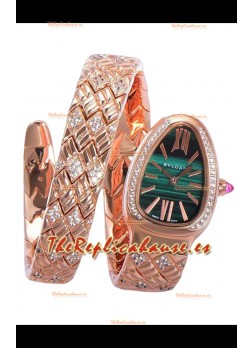 Bvlgari Edición Serpenti Edition Reloj Caja Oro Rosado Dial Verde en Calidad Espejo 1:1