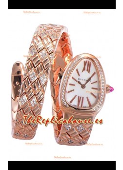 Bvlgari Edición Serpenti Reloj Caja Oro Rosado Dial Blanco en Calidad Espejo 1:1