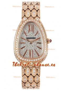 Bvlgari Serpenti Seduttori Edition Reloj con Diamantes Pavimentados en Caja de Oro Amarillo - Réplica Espejo 1:1