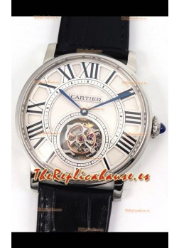 Rotonde De Cartier Flying Tourbillon Reloj Réplica Suizo en Caja de Acero
