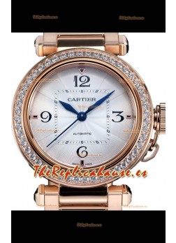 Pasha De Cartier Calidad Espejo 1:1 Reloj Automático Réplica Suiza 35MM Oro Rosado