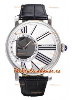 Rotonde De Cartier Caja en Acero Inoxidable - Correa Piel Reloj Réplica Cuarzo Suizo