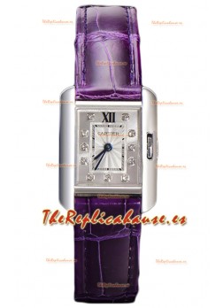 Cartier Tank Anglaise Reloj Acero Inoxidable Correa en Morado  Reloj Cuarzo Suizo 30MM