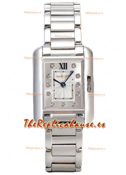 Cartier Tank Anglaise Reloj de Acero en Correa de Acero Reloj Suizo de Cuarzo 30MM 