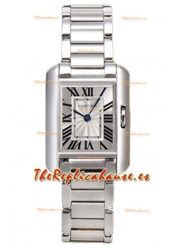 Cartier Tank Anglaise Reloj de Acero en Correa de Acero Reloj Suizo de Cuarzo 30MM 