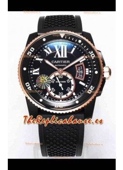 Calibre De Cartier Watch 42MM Dial Azul Caja Revestida PVD - Reloj Réplica Espejo 1:1