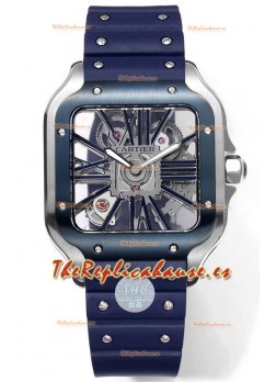Santos De Cartier Reloj Dial Skeleton - Caja Acero Inoxidable Correa Goma