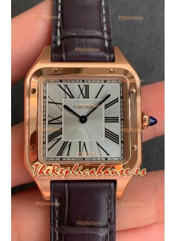 Cartier Santos Dumont Reloj Réplica Suiza Espejo 1:1 Caja Oro Rosado Dial Acero 42MM