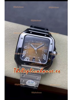 Cartier Santos De Cartier Acero 904L Dial Marrón Réplica Espejo 1:1 - 40MM Reloj Acero Inoxidable