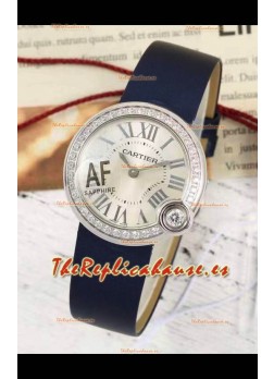 Ballon Blanc De Cartier Reloj Réplica de Cuarzo Suizo en Caja de Acero Correa de Tela