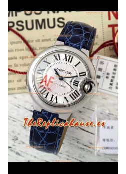 Ballon De Cartier Suizo Automático Calidad Espejo 1:1 Correa Azul 33MM en Caja Acero