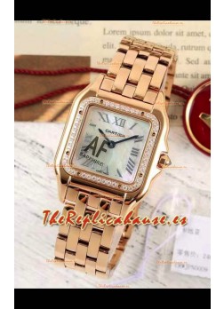 PANTHERE de Cartier Edición 27mm Dial Perla Reloj Réplica Suizo Espejo 1:1 Caja Oro Rosado