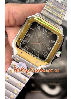 Cartier Santos De Cartier Dial Acero 904L Marrón Dos Tonos Réplica Espejo 1:1 - 40MM Reloj Acero Inoxidable