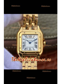 Cartier Edición PANTHERE Réplica a Espejo 1:1 Reloj Suizo Oro Amarillo Dial Blanco