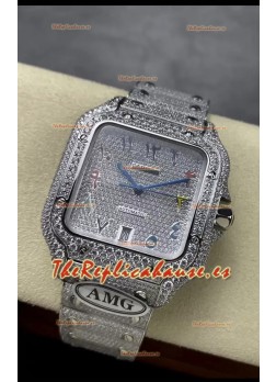 Cartier "Santos De Cartier" Acero 904L Diamantes Dial Árabe Répilca a Espejo 1:1 - 40MM - Diamantes Genuinos