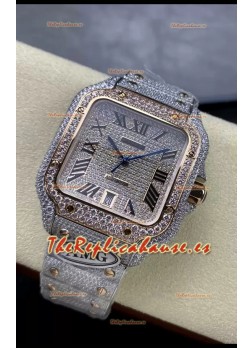 Cartier "Santos De Cartier" Acero 904L Diamantes Dial Romano Réplica a Espejo 1:1 - 40MM - Diamantes Genuinos