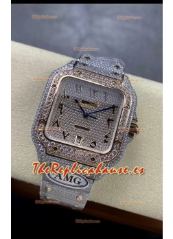 Cartier "Santos De Cartier" Acero 904L Diamantes Dial Árabe Répilca a Espejo 1:1 - 40MM - Diamantes Genuinos