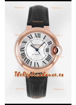 Ballon De Cartier Suizo Automático Calidad Espejo 1:1 33MM Chapado en Oro Rosado