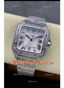 Cartier "Santos De Cartier" Dial Blanco Acero 904L Réplica a Espejo 1:1 - 40MM - Diamantes Genuinos