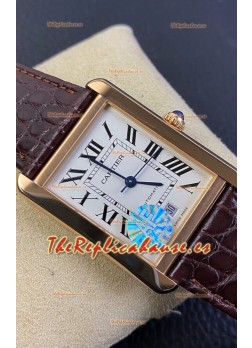 Cartier Tank Solo Reloj Suizo Automático Caja chapada en Oro Rosado - 31MM Ancho - Réplica a Espejo 1:1