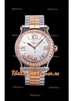 Chopard Happy Sport Reloj Réplica Suizo Automático a espejo 1:1 36MM Caja en Oro Rosado de dos Tonos
