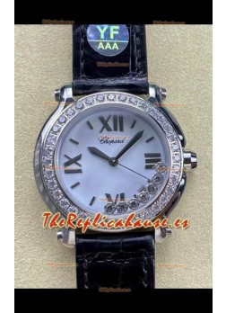 Chopard Happy Sport Reloj Espejo 1:1 Cuarzo Suizo 36MM en Acero 904L Dial Blanco