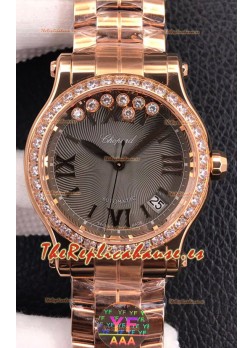 Chopard Happy Sport Reloj Réplica Suizo Automático a espejo 1:1 en Oro Rosado - 36MM Ancho