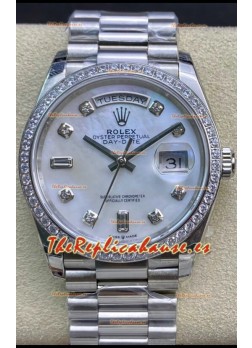 Rolex Day Date Presidential Acero 904L 36MM - Dial Blanco Perla Reloj Calidad Espejo 1:1
