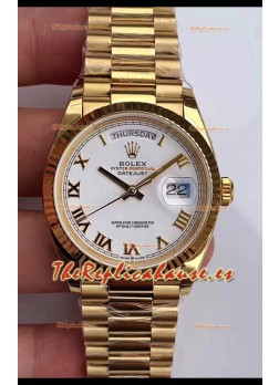 Rolex Day Date 36MM Oro Amarillo M128238 en Dial Blanco Arábigos Reloj Réplica a Espejo 1:1