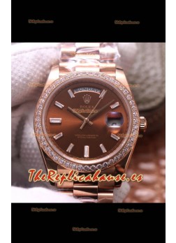 Rolex Day Date Presidential Acero 904L Oro Rosado 40MM - Dial Marrón Calidad a Espejo 1:1