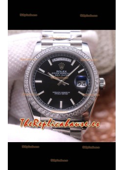 Rolex Day Date Presidential 904L Steel 40MM - Black Dial 1:1 Mirror Quality Watch