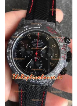 Rolex Daytona DiW Caja Carbono Forjado Réplica a Espejo 1:1 Correa de Nylon - Full Black Dial 