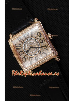 Franck Muller Master of Sqaure Ladies Relo Réplica de Cuarzo Caja en Oro Rosado