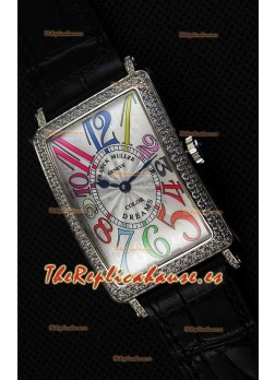 Franck Muller Long Island Color Dreams Ladies Reloj Réplica Suizo - Correa color Negro