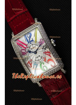 Franck Muller Long Island Color Dreams Ladies Reloj Réplica Suizo - Correa color Rojo