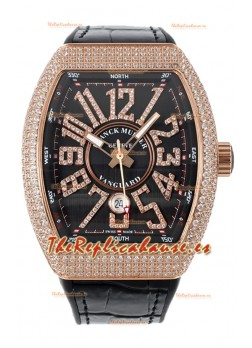 Franck Muller Vanguard V45 Yachting chapado en Oro Rosado - Dial Negro