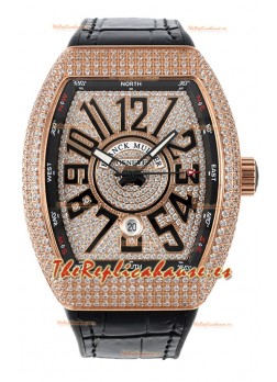 Franck Muller Vanguard V45 Edition chapado en Oro Rosado - Numerales Negros 