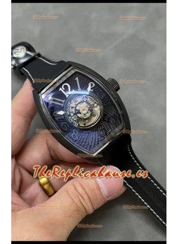 Franck Muller Curvex Grand Central Tourbillon Caja Carbono Negro Reloj Réplica Espejo 1:1 